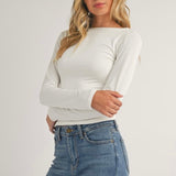 Long Sleeve High Low Long Sleeve Top in Ivory