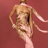 Rococo Sand Fawn Strapless Maxi Dress