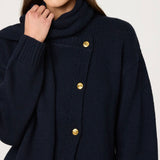ASTR The Label Jackeline Asymmetrical Scarf Cardigan in Navy