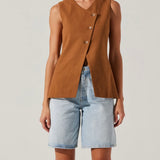 Sonja Asymmetrical Vest in Brown