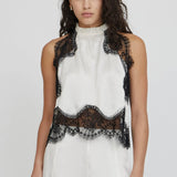 THIRD FORM Visions Lace Top in Ivory & Black