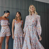 Ines Midi Shirt Dress in Purple Floral