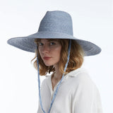 Wyeth Brie Wide Brim Wheat Straw Hat in Blue