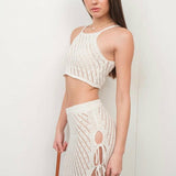 Crochet Knit Crop Top in Off-White