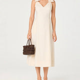 ASTR The Label Joleena Linen Bow-Strap Midi Dress