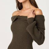 ASTR The Label Tilde Off Shoulder Midi Sweater Dress