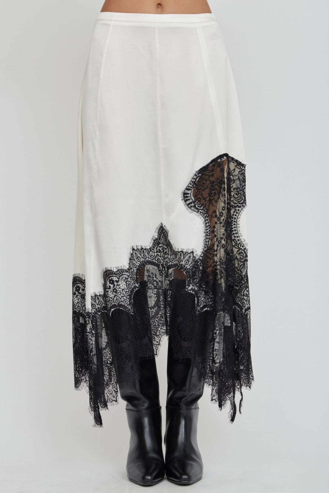 Third Form Visions Lace Hankerchief Skirt in Ivory & Black