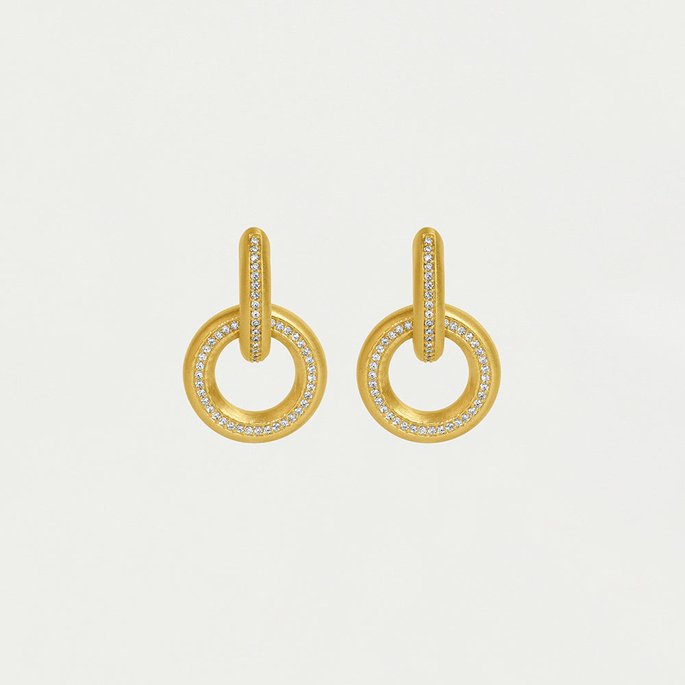 Colette Pave Drop Earrings in Gold