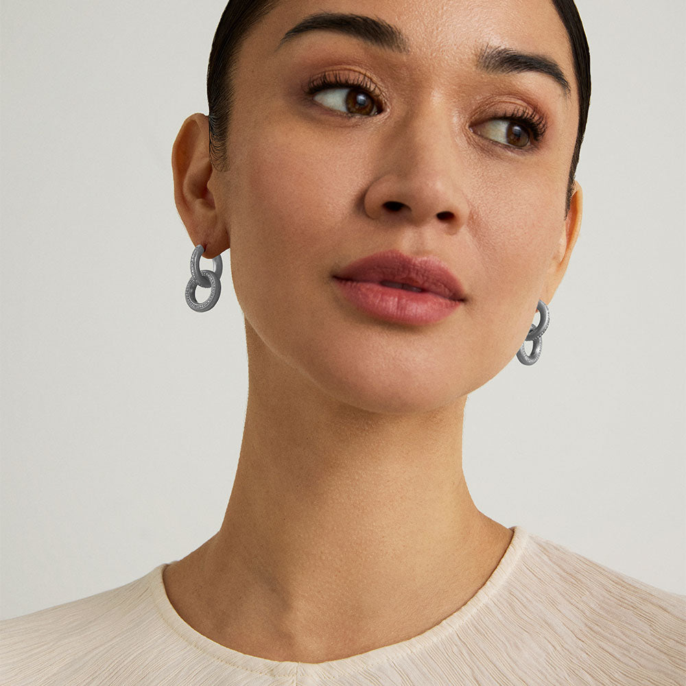 Colette Pave Drop Earrings in Silver