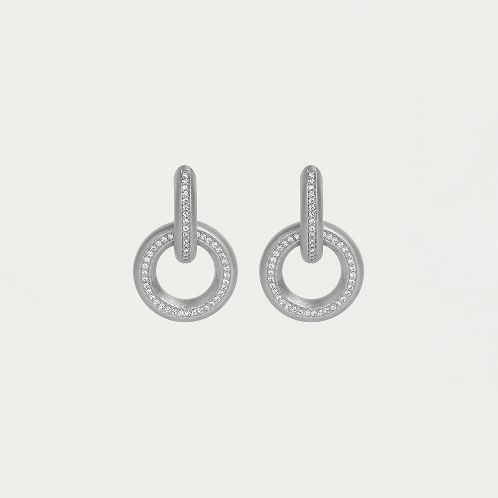 Colette Pave Drop Earrings in Silver