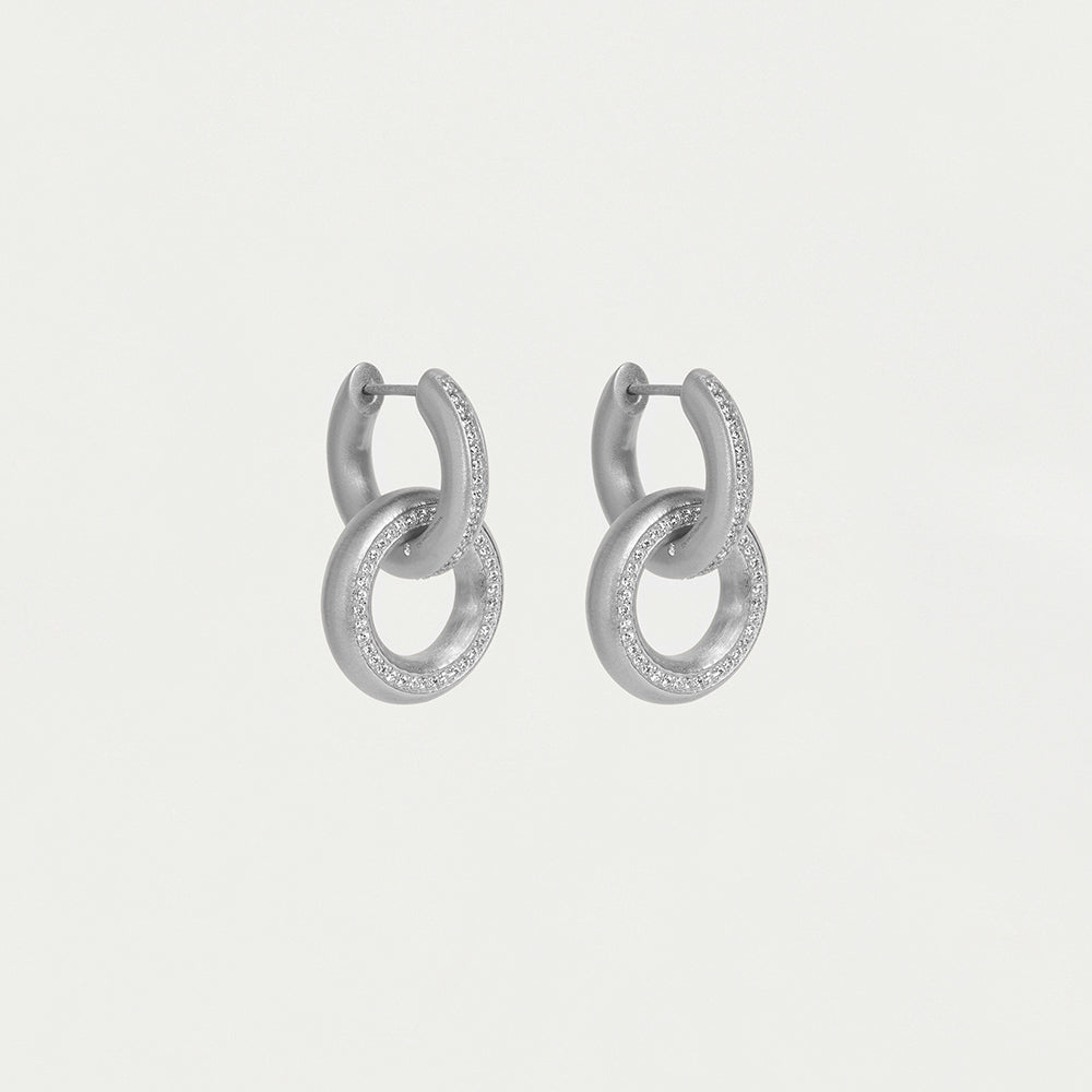 Colette Pave Drop Earrings in Silver