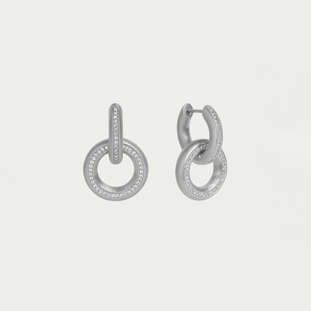 Colette Pave Drop Earrings in Silver