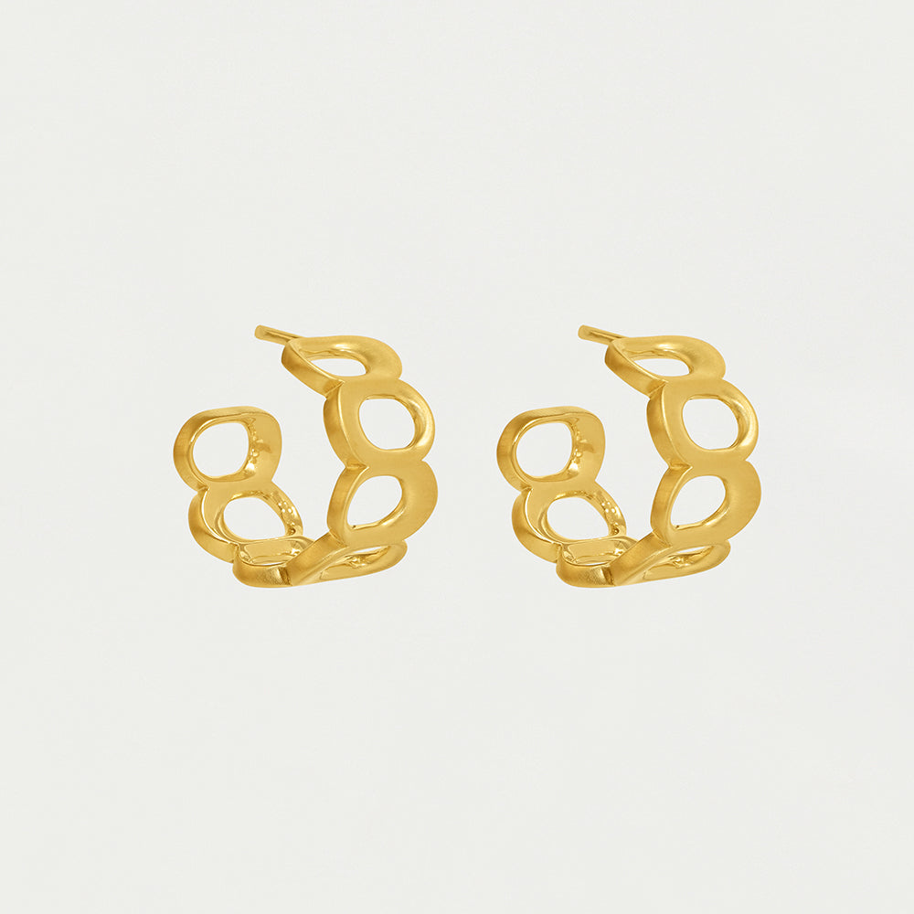 Crosby Link Huggie Hoops in Gold