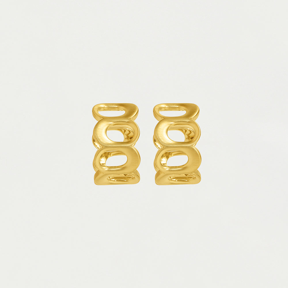 Crosby Link Huggie Hoops in Gold