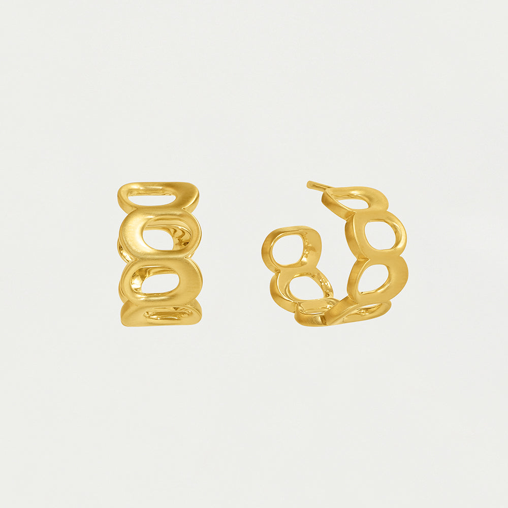 Crosby Link Huggie Hoops in Gold