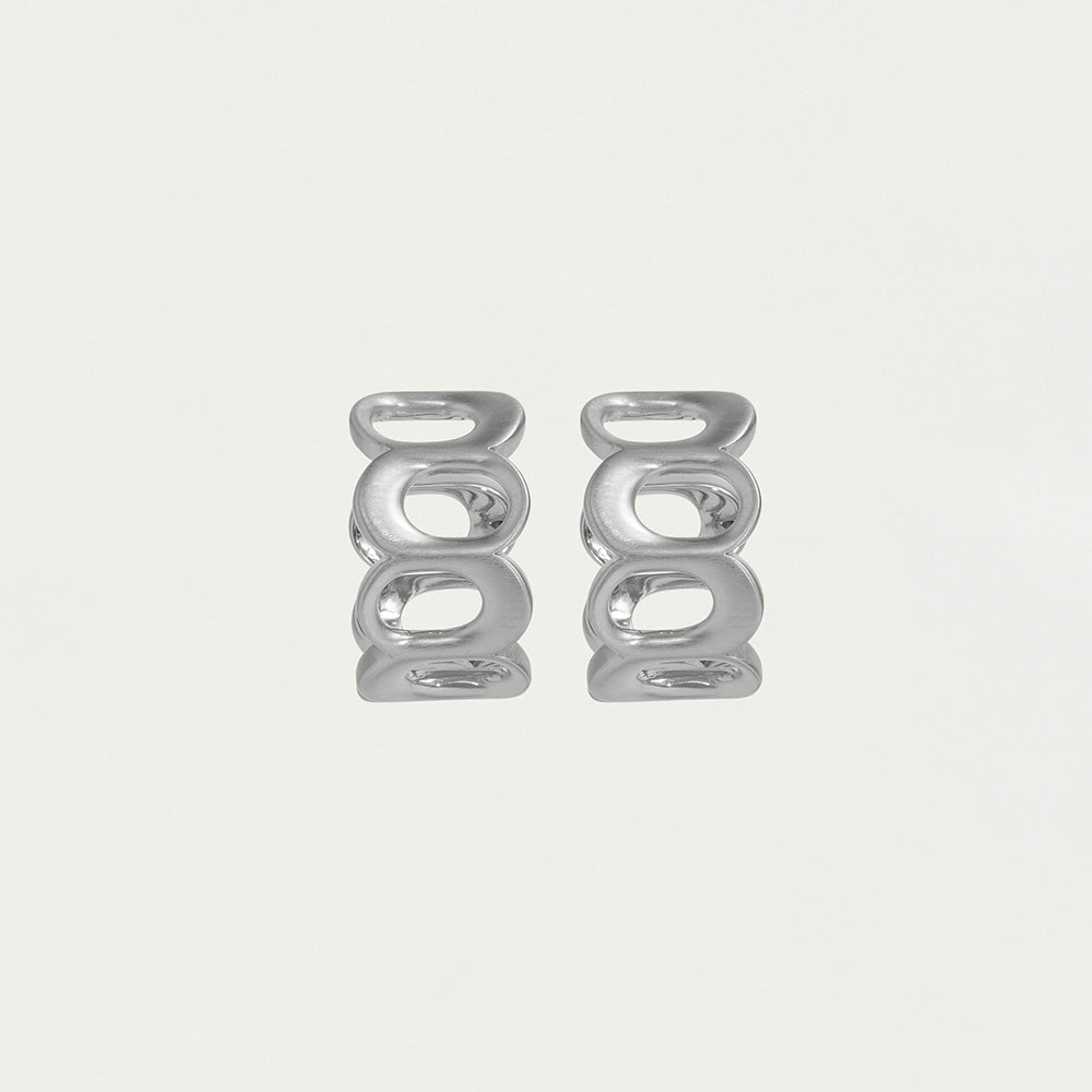 Crosby Link Huggie Hoops in Silver