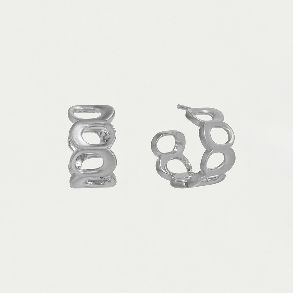 Crosby Link Huggie Hoops in Silver