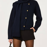 ASTR The Label Jackeline Asymmetrical Scarf Cardigan in Navy