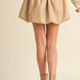 Faux Leather Bubble Mini Skirt