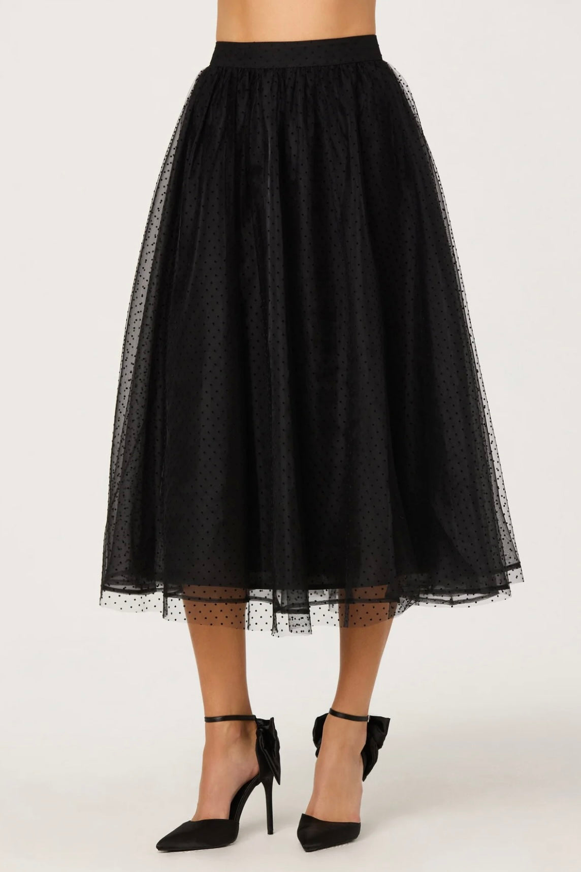 ASTR the Label Lela Polka Dot Layered Midi Skirt