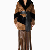 Elliatt Felicia Faux Fur Coat in Black & Brown