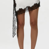Naked Wardrobe Silk with Lace Mini Skirt