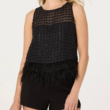 ASTR The Label Etheos Metallic Feather Trim Top