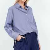Tie Hem Detail Striped Shirt