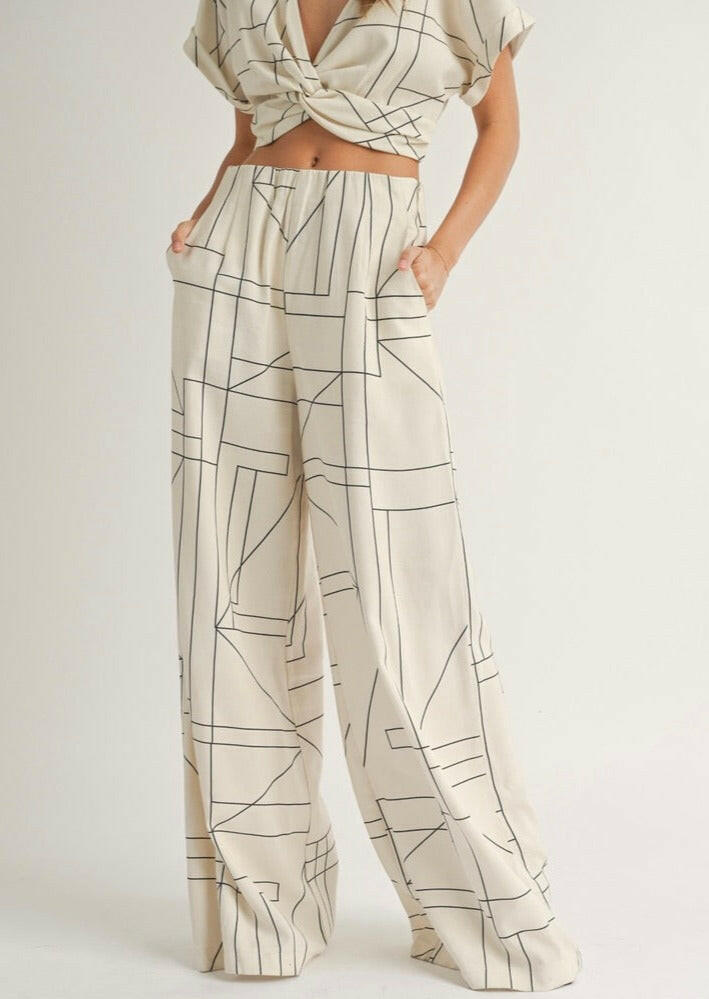 Geometric Wide Leg Pants