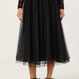 ASTR the Label Lela Polka Dot Layered Midi Skirt