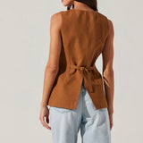Sonja Asymmetrical Vest in Brown
