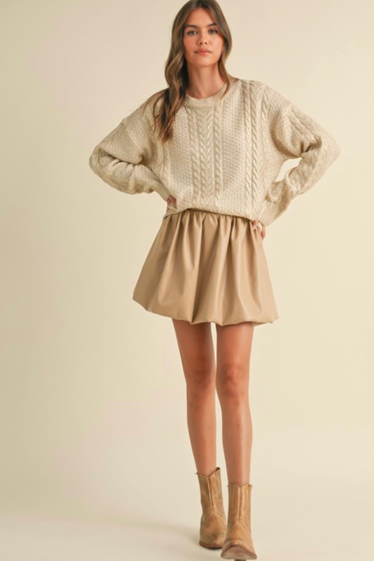 Faux Leather Bubble Mini Skirt