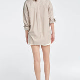 Favorite Daughter The Ex-Boyfriend Shirt in Soft Taupe Stripe