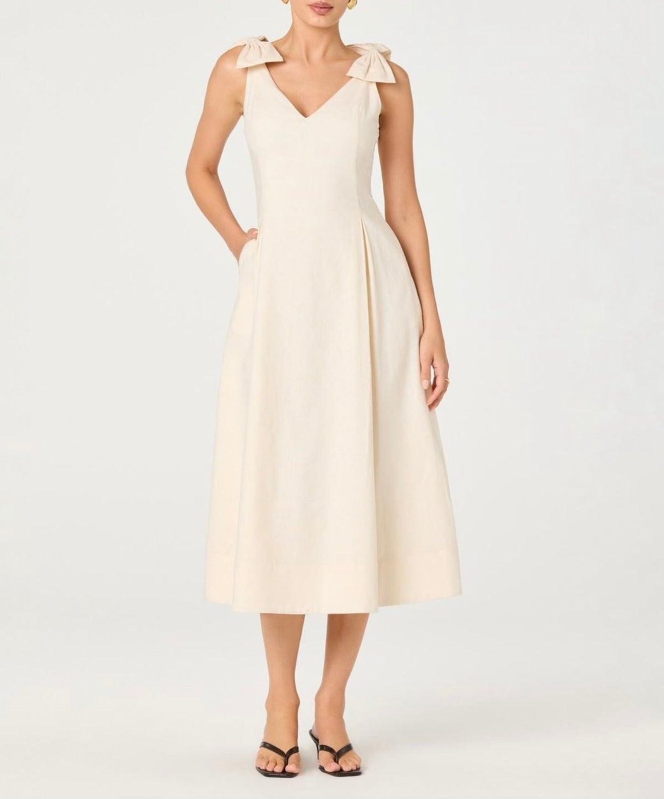 astr linen dress ASTR the Label Ansley Midi Dress