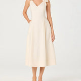 ASTR The Label Joleena Linen Bow-Strap Midi Dress