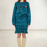 Happy Sheep Ocean Bloom Mouline Raglan Oversized Sweater
