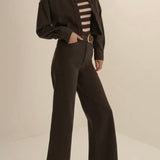 Favorite Daughter The Cropped Ex-Boyfriend Shirt in Espresso
