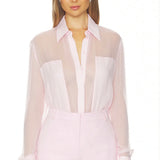 SANS FAFF Flore Silk Shirt in Blush Pink