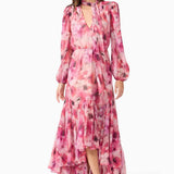 Evalina Long Sleeve Maxi Dress in Pink