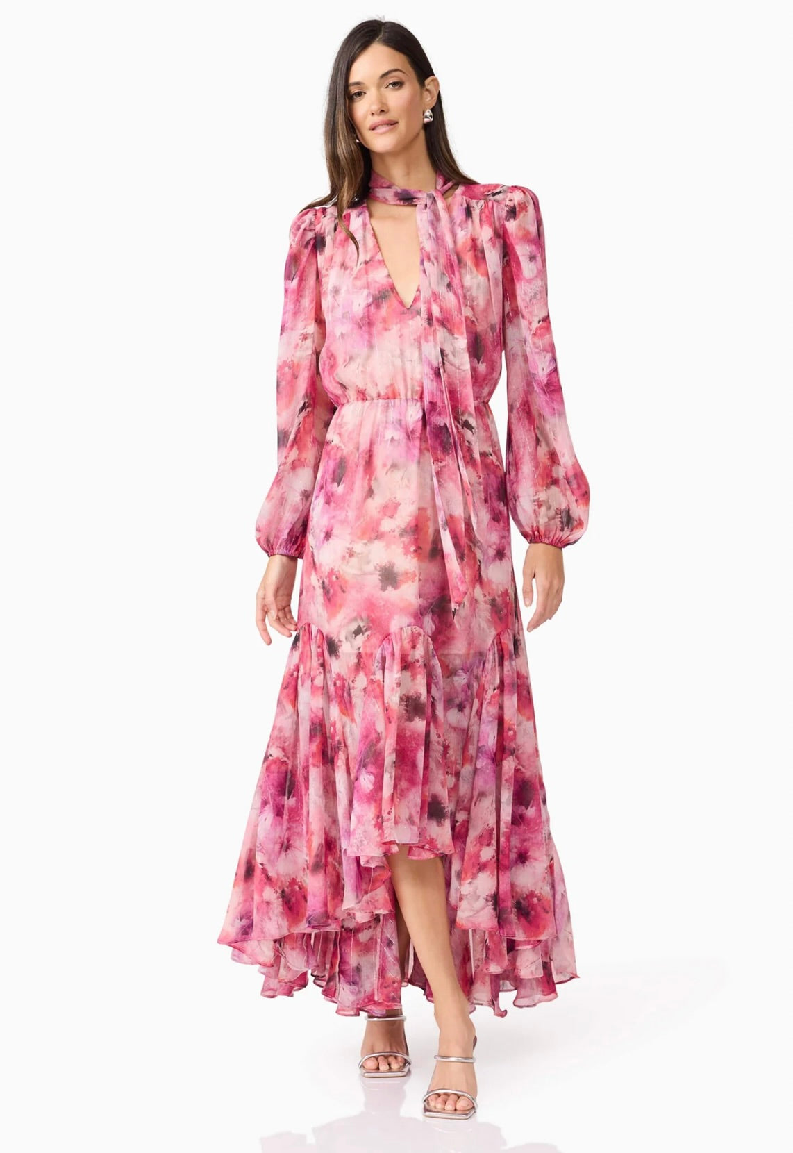 Evalina Long Sleeve Maxi Dress in Pink