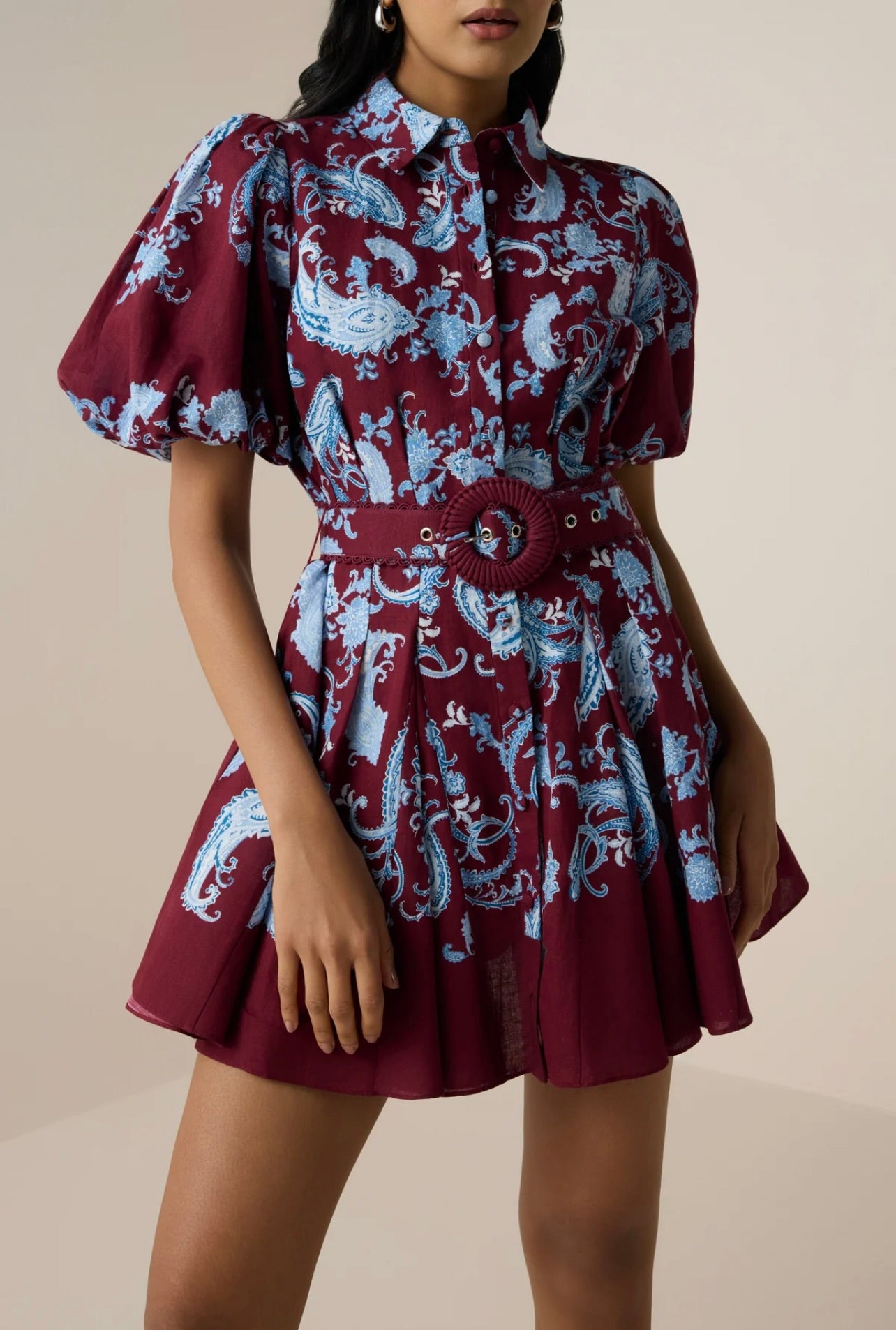 hemant and nandita mini dress Hemant & Nandita Hiba Collared Mini Dress – Sierra Deene