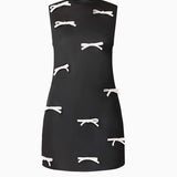 Ursula Rose Bow Shift Dress in Black