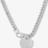 Melinda Maria Julian XL Heart Cuban Chain Necklace in Silver