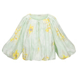 Yara Poplin Bubble Top in Sage Combo