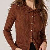 Ottilie Pointelle Crochet Collar Cardigan