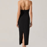 Alanna Halter Cowl Neck Dress in Black
