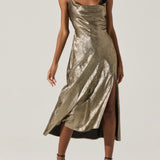 Gaia Midi Dress in Black Gold