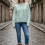 Colorush Chunky Ski Crew Sweater in Morning Dew