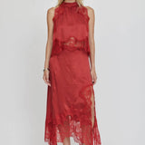 Third Form Visions Lace Hankerchief Skirt in Crimson