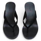 Avanti Suede Wedge Thong Sandals in Black Suede